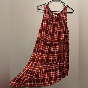 plaid babydoll dress - orange
